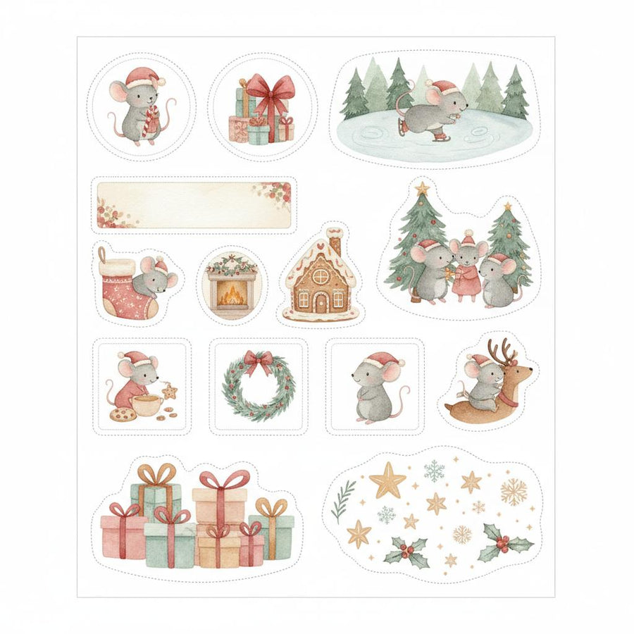 Sticker sheet Merry Christmas mice