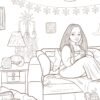 Coloriage à imprimer Fille dans son salon Celestial