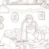 Coloriage à imprimer Fille dans son salon Automne