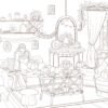 Coloriage à imprimer Fille dans son salon Automne