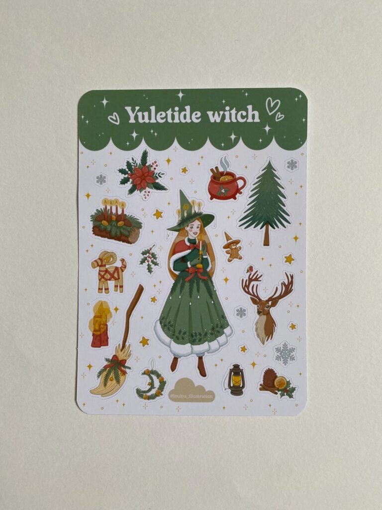 Planche d’autocollants "Sorcière de Yule"