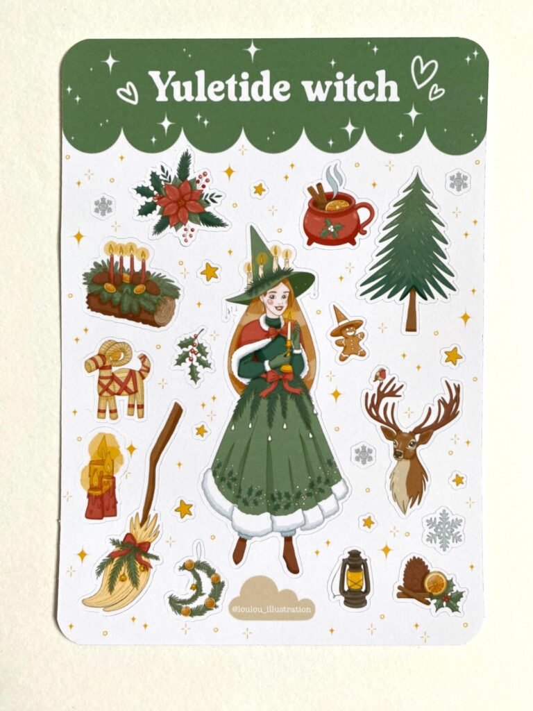 Planche d’autocollants "Sorcière de Yule"