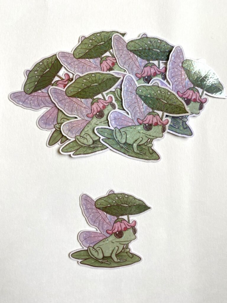 Sticker Holographique Grenouille Fée sur un Nénuphar