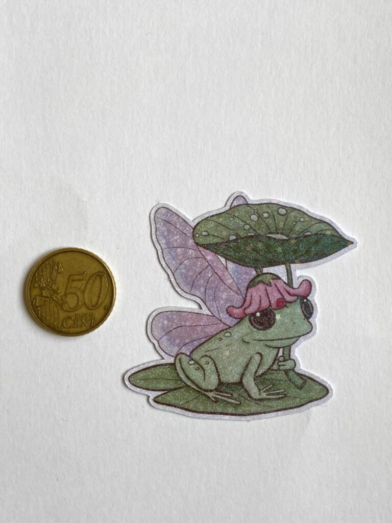 Sticker Holographique Grenouille Fée sur un Nénuphar