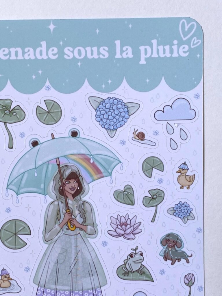 Planche de stickers "Promenade sous la Pluie"