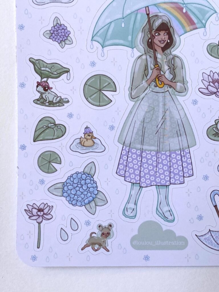 Planche de stickers "Promenade sous la Pluie"