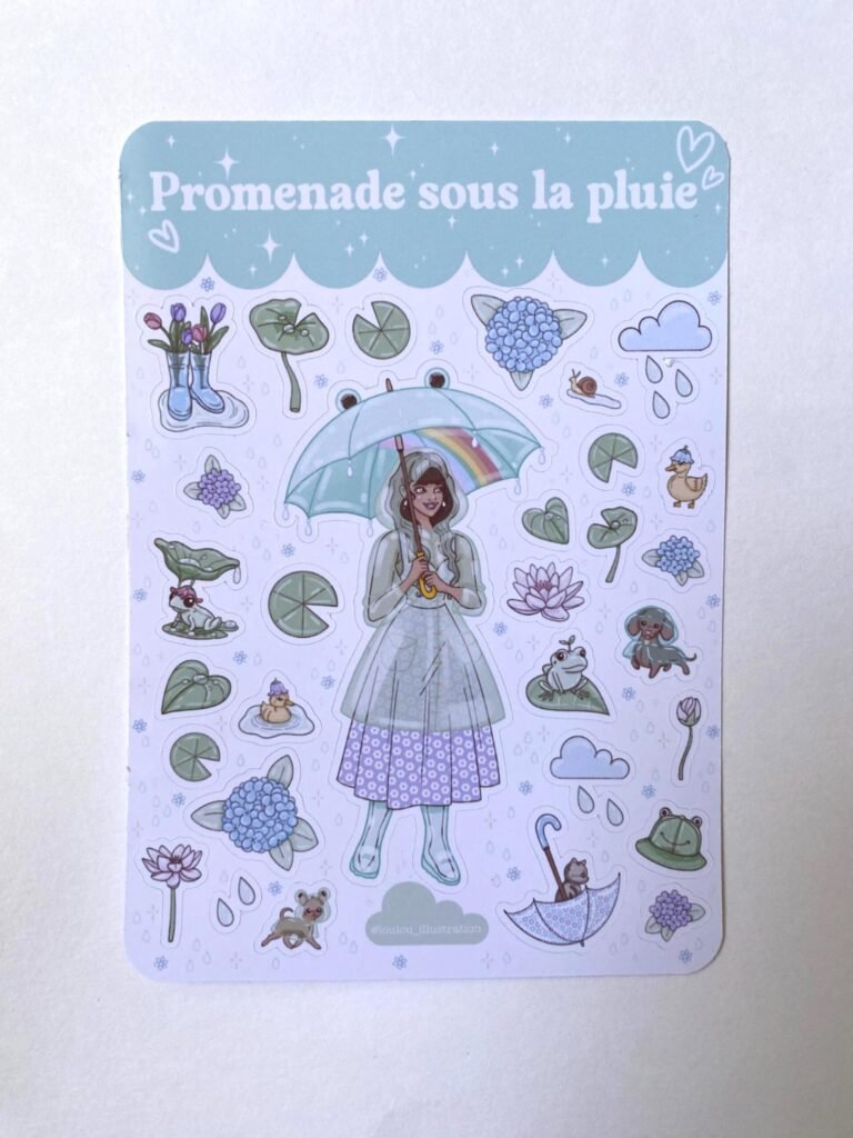 Planche de stickers "Promenade sous la Pluie"