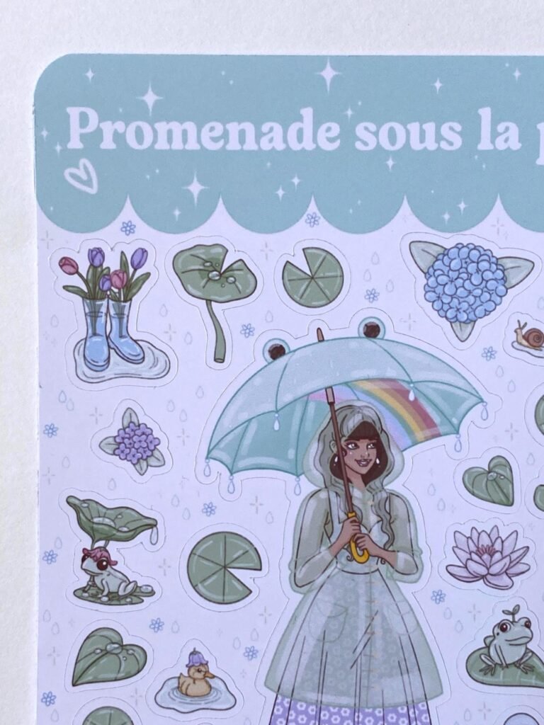 Planche de stickers "Promenade sous la Pluie"