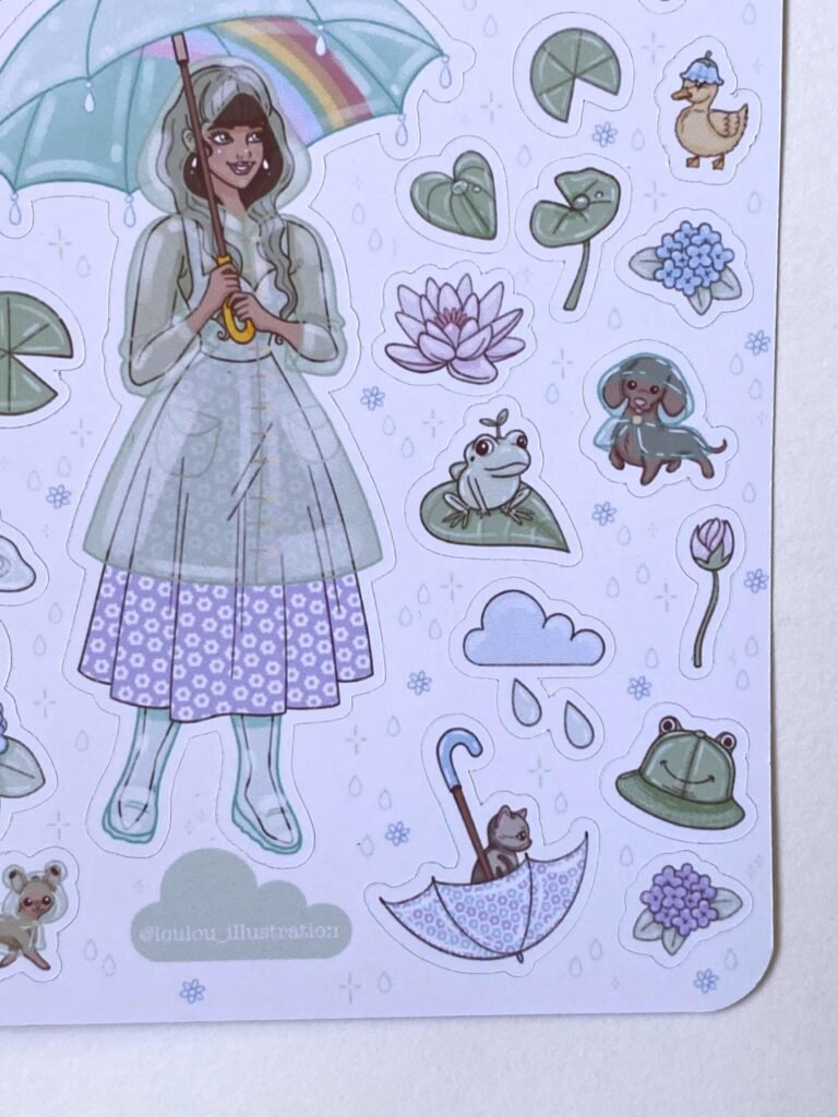 Planche de stickers "Promenade sous la Pluie"