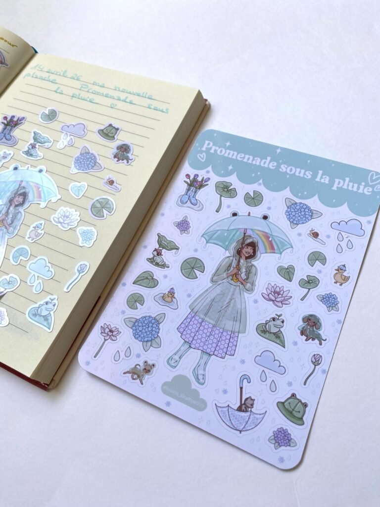 Planche de stickers "Promenade sous la Pluie"