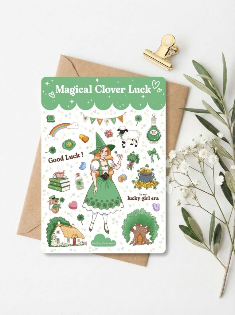 Planche de stickers "Magical Clover Luck"