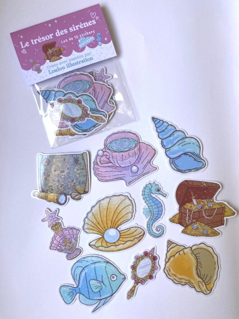 Lot de 10 Stickers "Le Trésor des Sirènes"