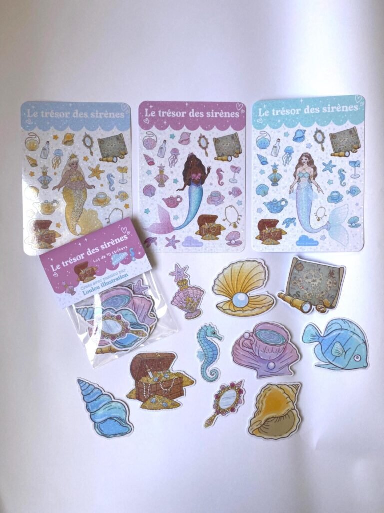 Lot de 10 Stickers "Le Trésor des Sirènes"