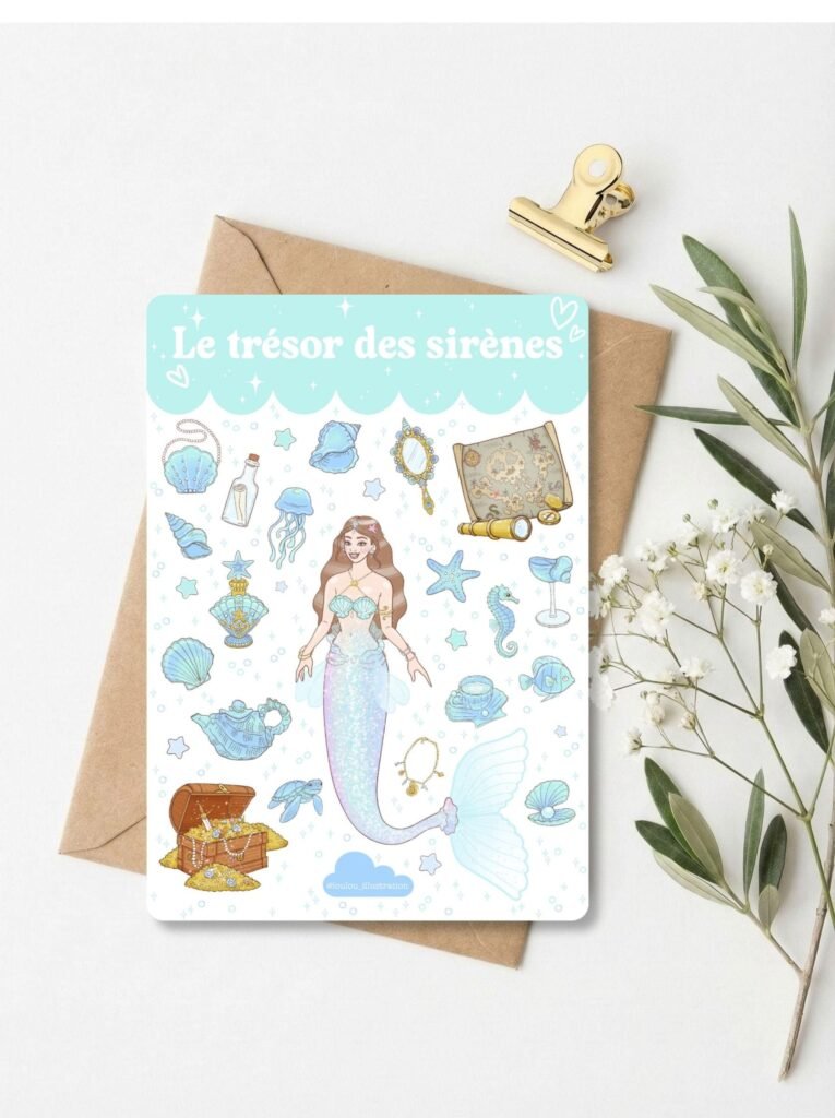 Planche d’autocollants "Le Trésor des Sirènes"