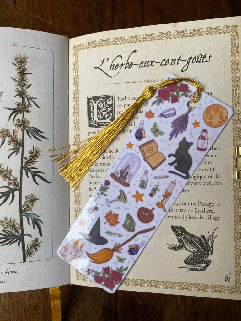 Marque-page Les Soeurcières fond blanc — witchy Practical Magic, laminé fait main