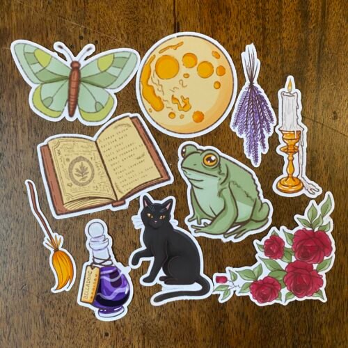 Lot de 10 Stickers "Les sœurcières " — stickers illustrés faits main, Loulou Illustration