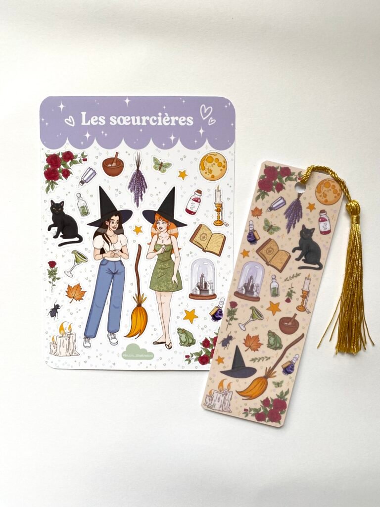 Lot de papeterie "les soeurcières" — papeterie illustrée faite main, Loulou Illustration