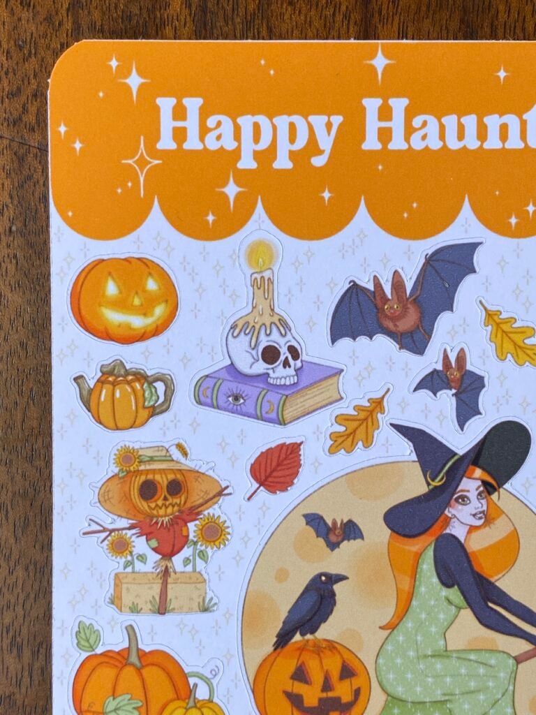 Planche de stickers Halloween cottagecore, Loulou