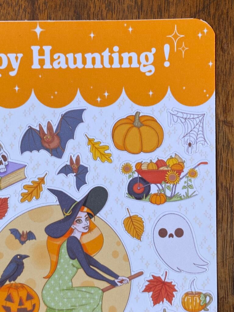 Planche de stickers Halloween cottagecore, Loulou