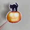 Sticker Halloween chaton et citrouille cottagecore, Loulou