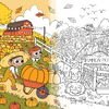 Coloriage Halloween à imprimer, ronde de citrouilles à colorier, illustration Loulou
