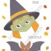 PDF de la guirlande Halloween à imprimer, page 2 sur 3 : sorcière et chauve-souris à découper, Loulou